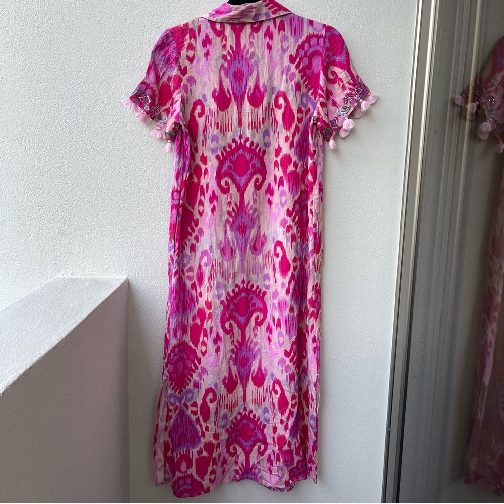 Soft Surroundings Womens Pink Fuchsia Palace Dress Boho Embroidered XS Petite - Picture 14 of 16